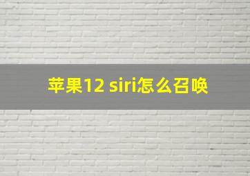 苹果12 siri怎么召唤